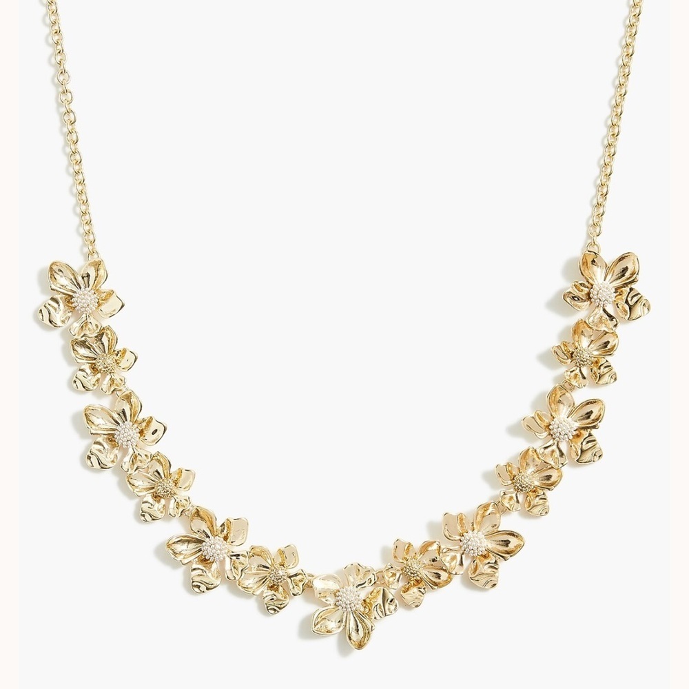 J. Crew Gold Floral Necklace NWOT BL452